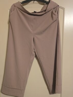 Size 12 NYCV Women's Taupe Pull-On Wide Leg Pants